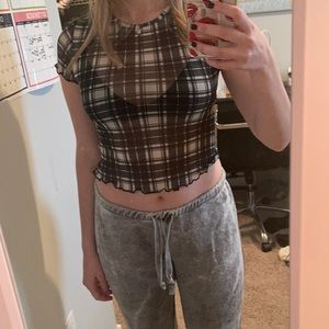 Sheer plaid top
